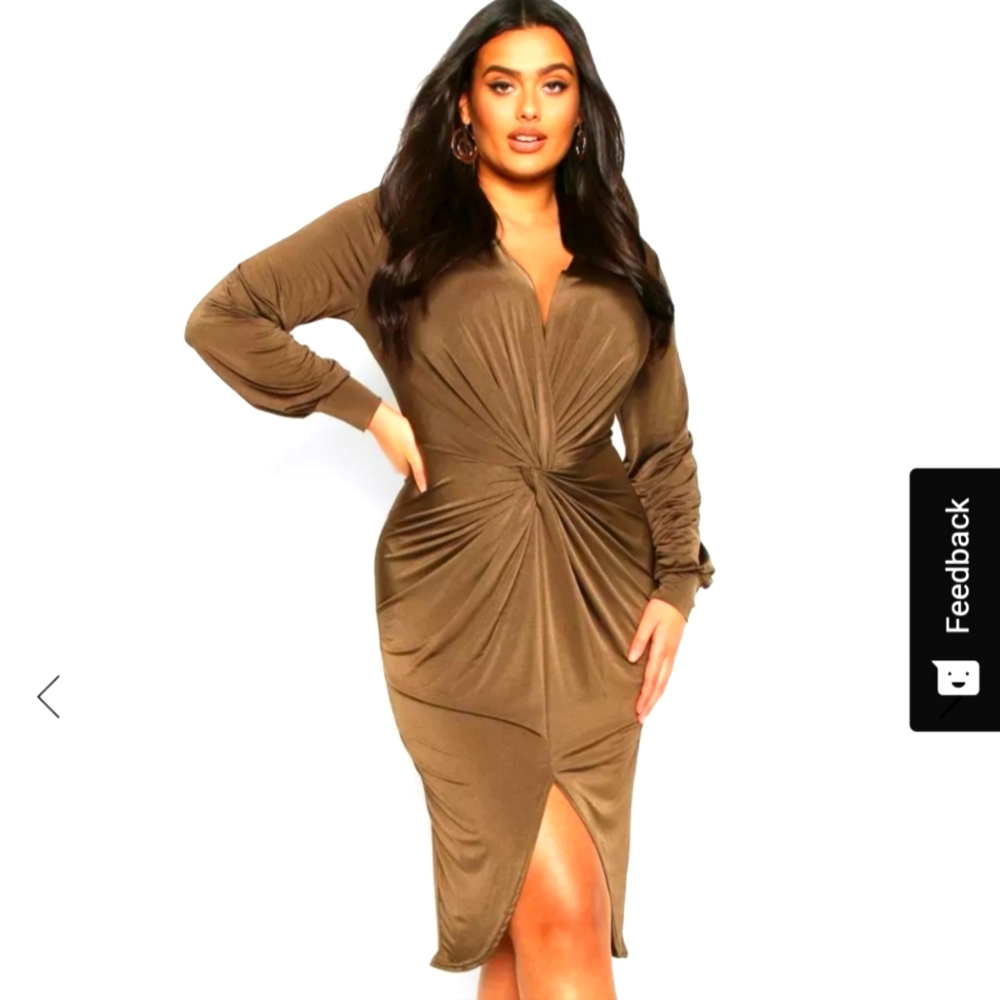 Boohoo Plus Twist Front Midi Dress XL
